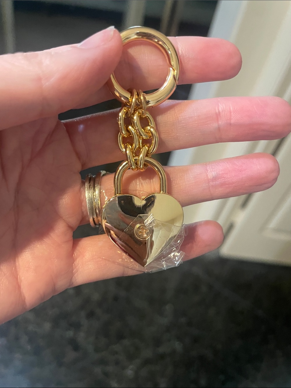 Gold Heart Lock Bag Charm - Picture 3 of 4